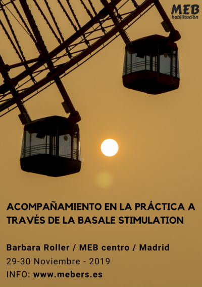 un cartel sobre el curso que se celebrará en Noviembre sobre caompañamiento en la práctica a través de la estimulación basal